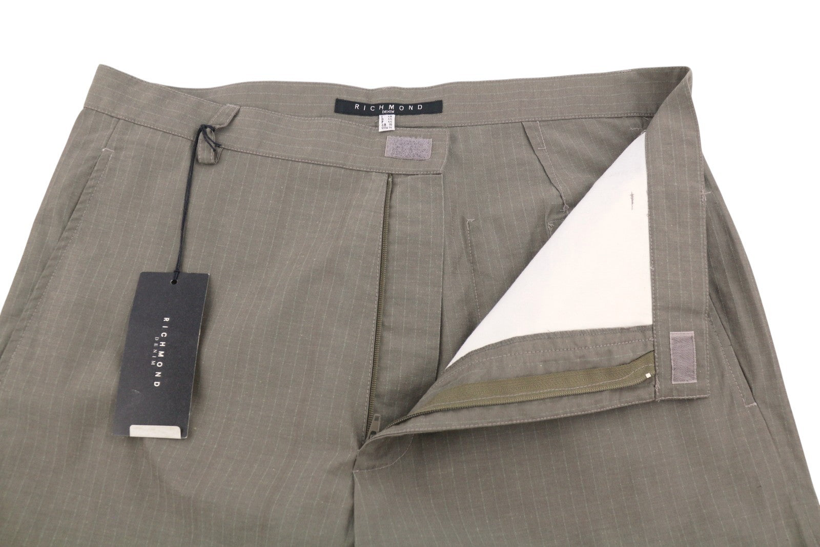 RICHMOND Denim Women Trousers EU44 Grey Pinstriped Cargo Pockets Zip Fly