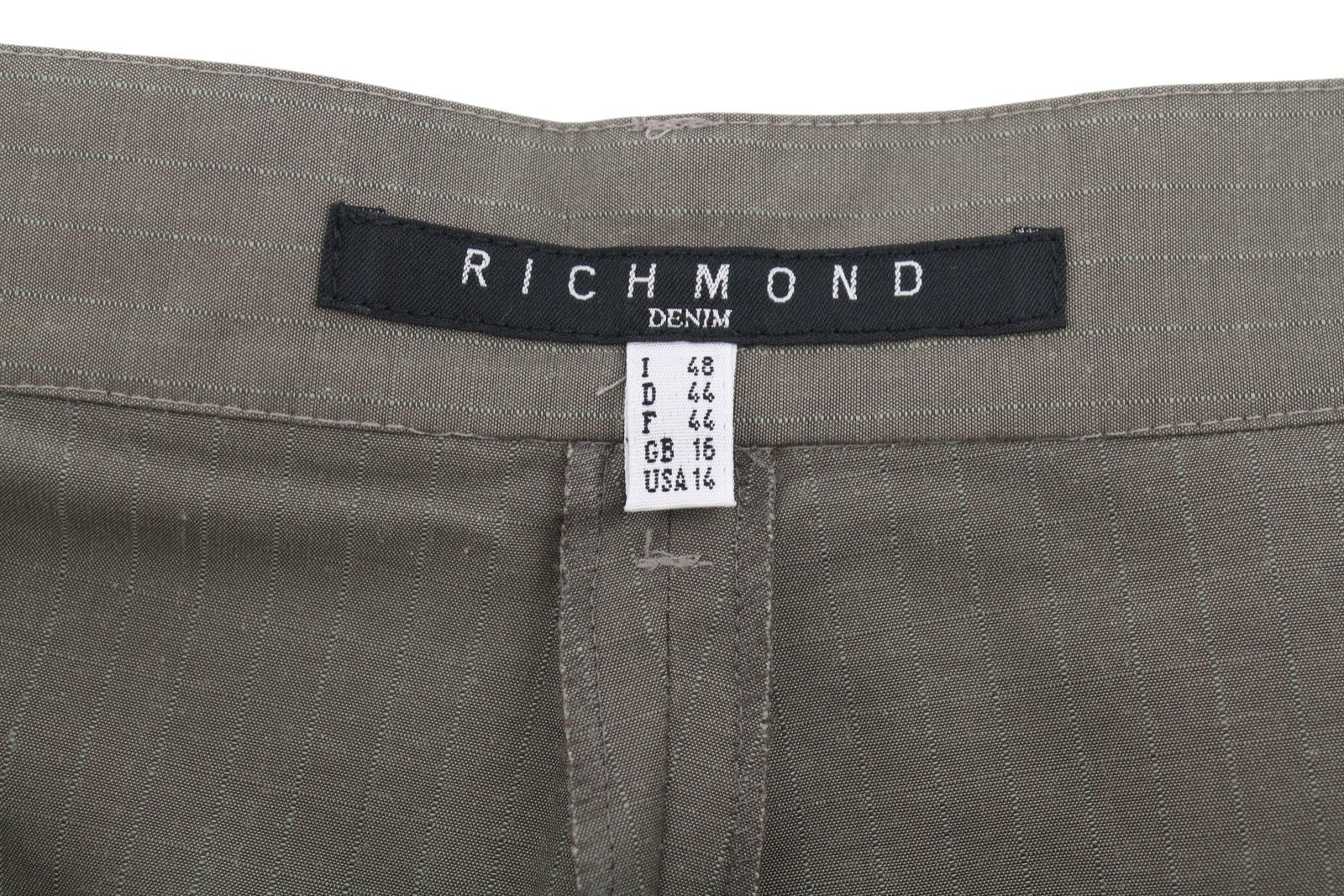 RICHMOND Denim Women Trousers EU44 Grey Pinstriped Cargo Pockets Zip Fly