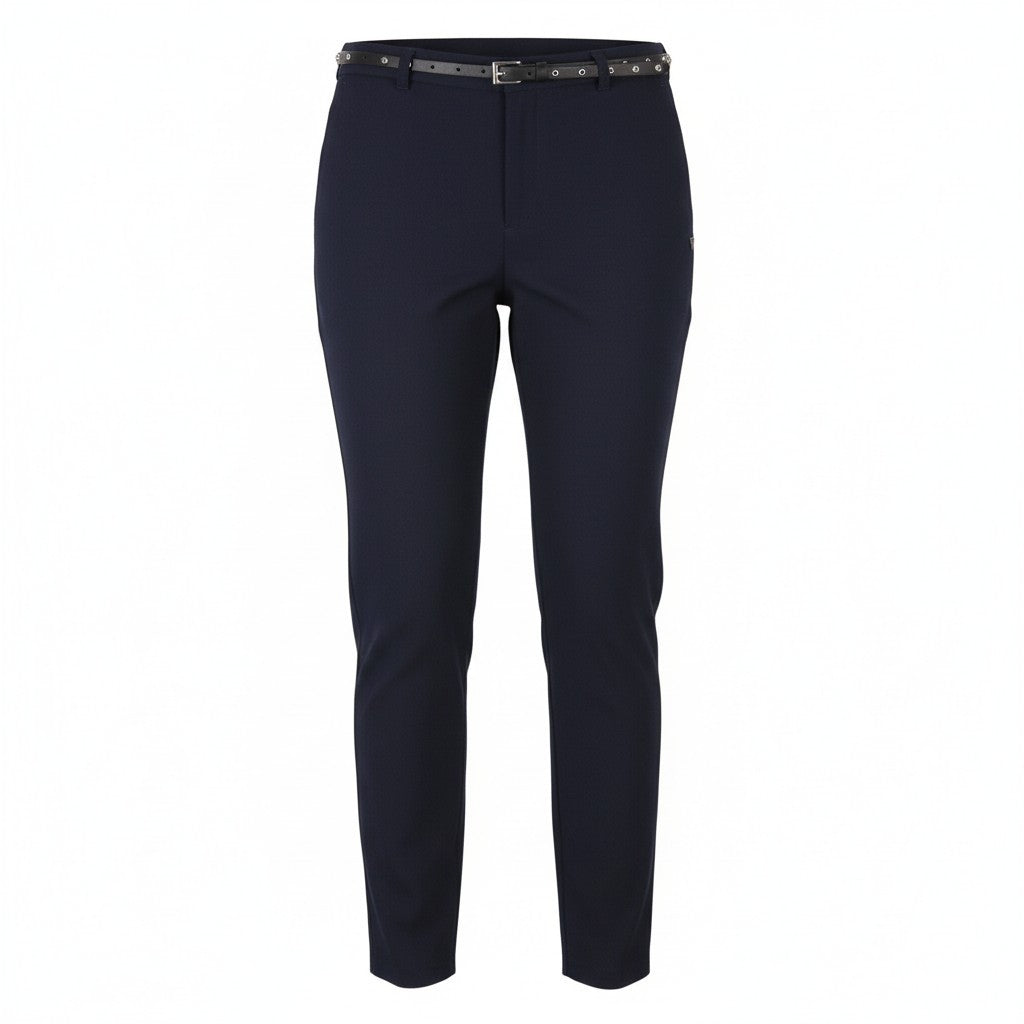MAISON SCOTCH Women Trousers S Dark Blue Belted Cropped Slim Fit Chino
