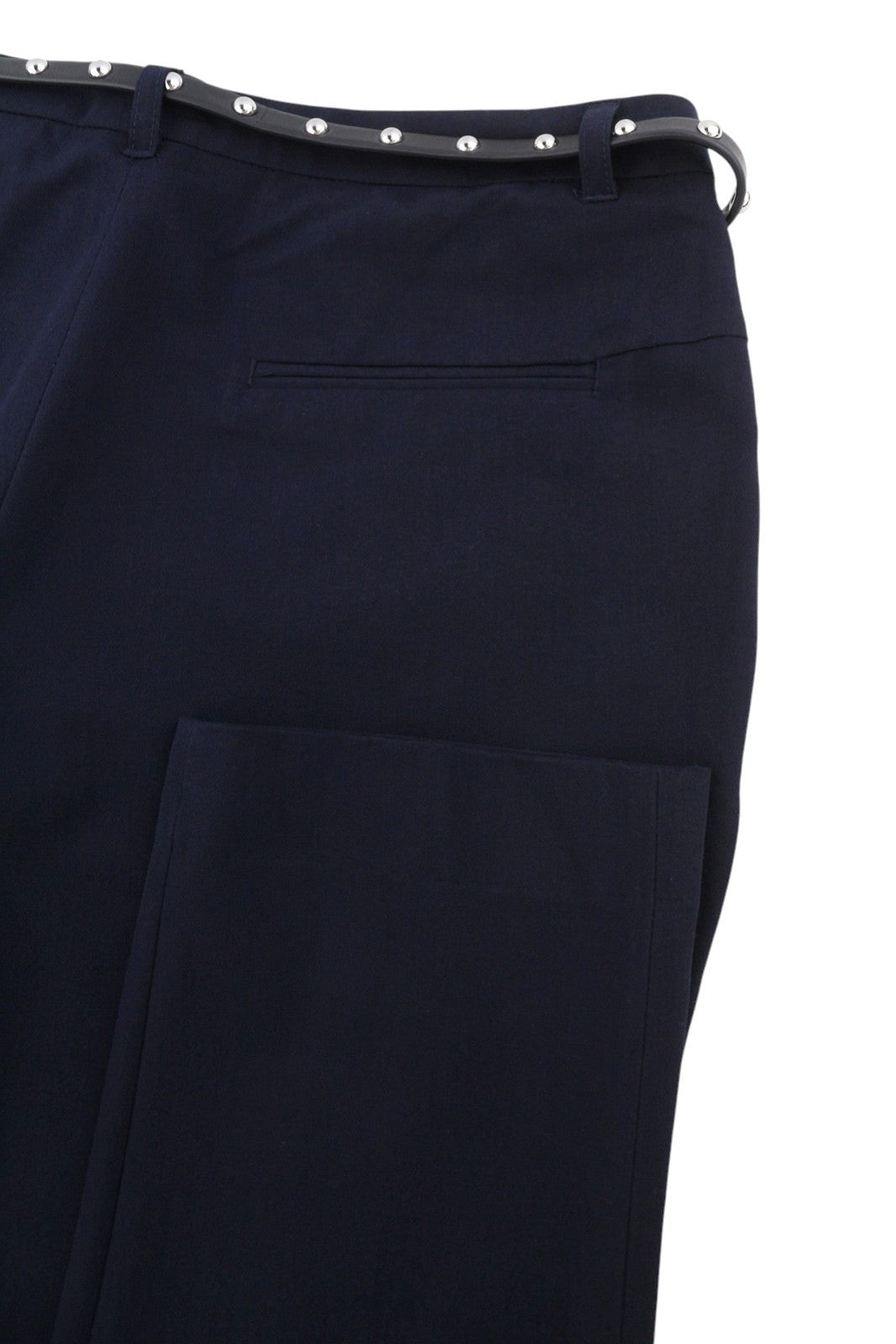 MAISON SCOTCH Women Trousers S Dark Blue Belted Cropped Slim Fit Chino