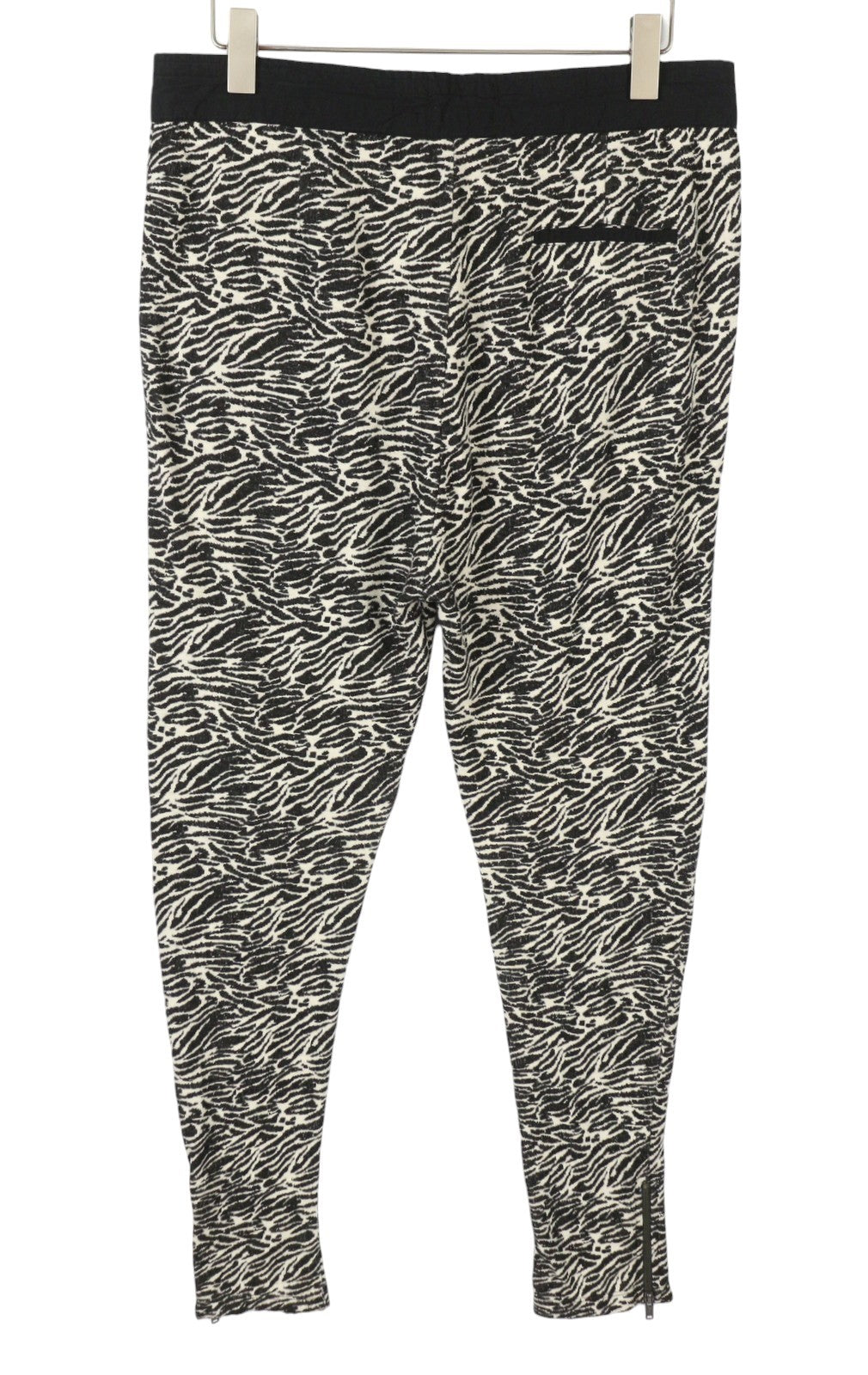 MAISON SCOTCH Women Trousers M Black Zebra Pattern Zip Bottoms Sweatpants