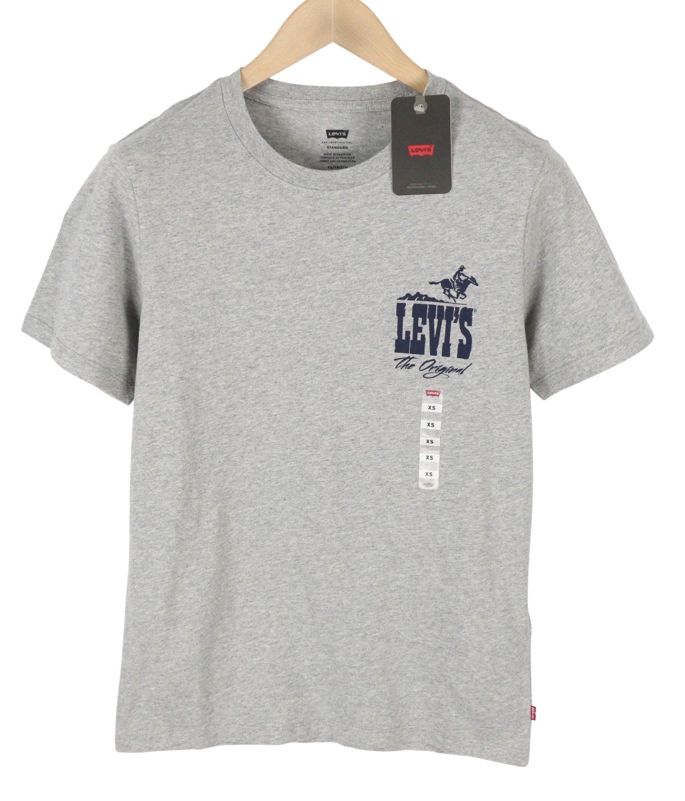 LEVI'S Standard Men T-Shirt XS Grey Melange Crew Neck Short Sleeve