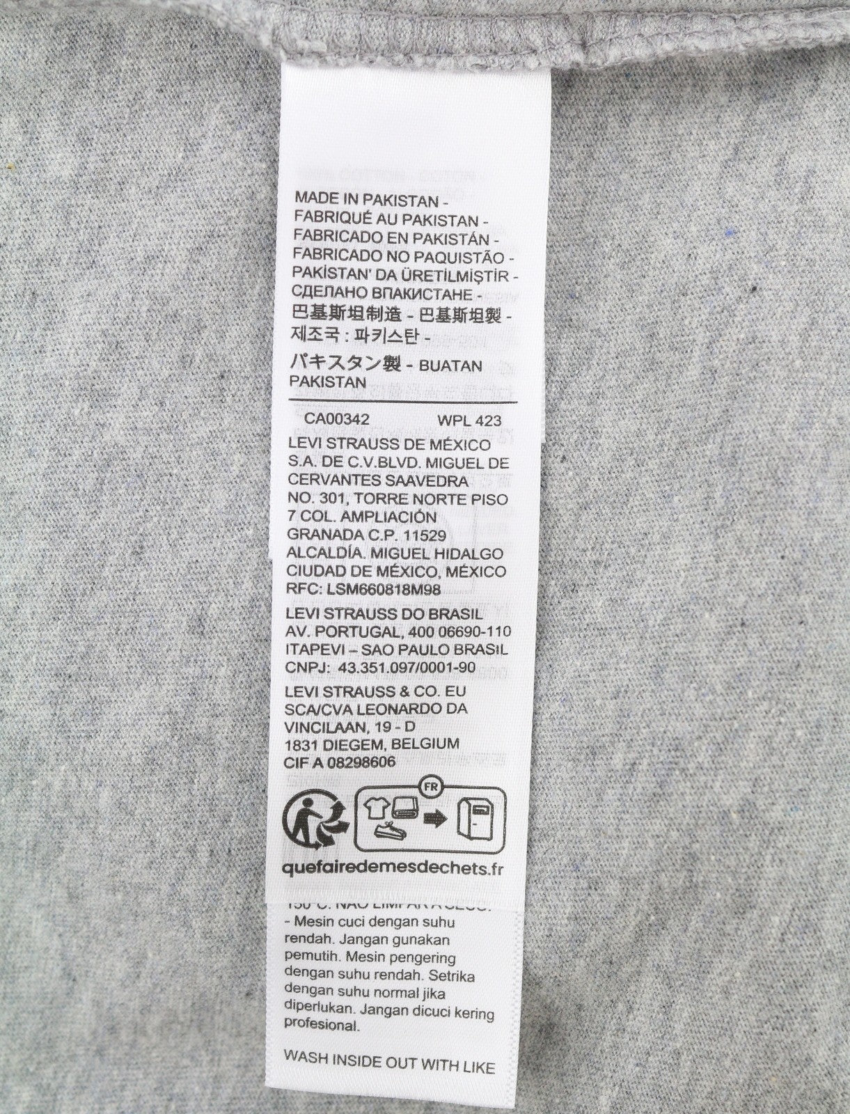 LEVI'S Standard Men T-Shirt XS Grey Melange Crew Neck Short Sleeve