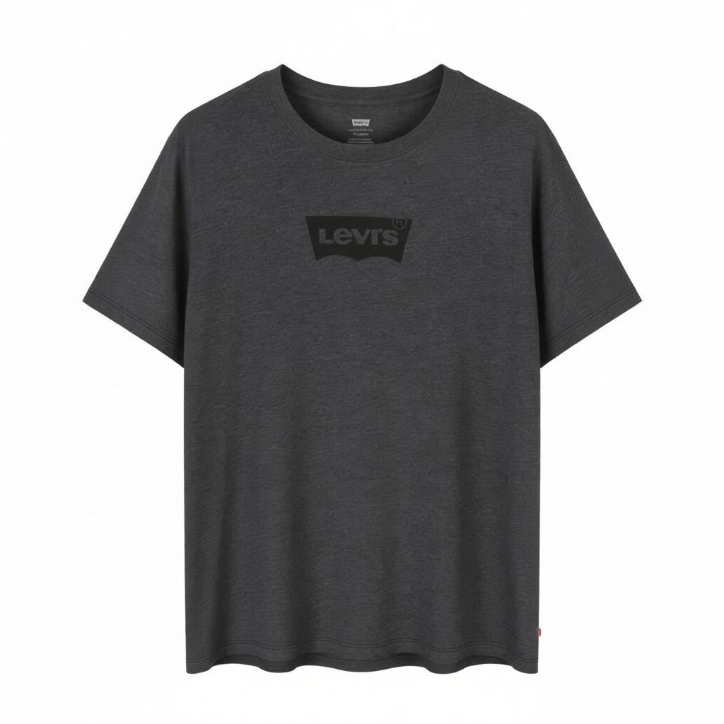 LEVI'S Standard Men T-Shirt L Dark Grey Melange Crew Neck Short Sleeve