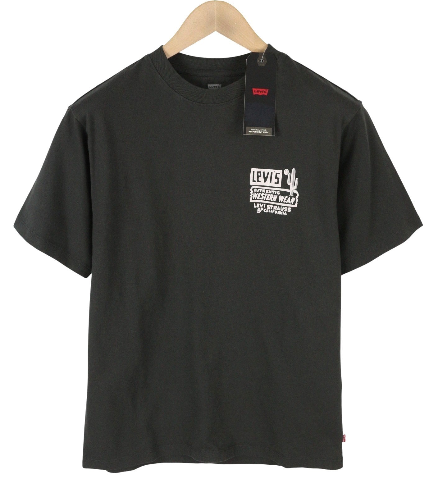 LEVI'S Vintage Fit Men T-Shirt XS Dark Grey Cotton Crew Neck Short Sleeve