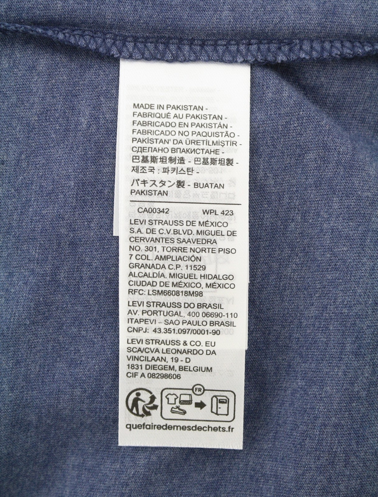 LEVI'S Standard Men T-Shirt S Blue Melange Stretch Crew Neck Short Sleeve