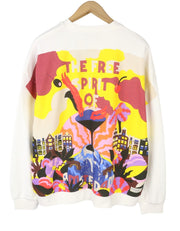 SCOTCH & SODA Men Sweatshirt L White Patterned Oversized Crew Neck Pull On
