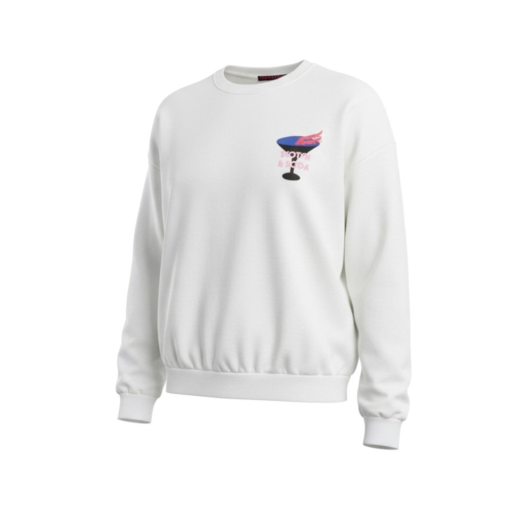 SCOTCH & SODA Men Sweatshirt L White Patterned Oversized Crew Neck Pull On