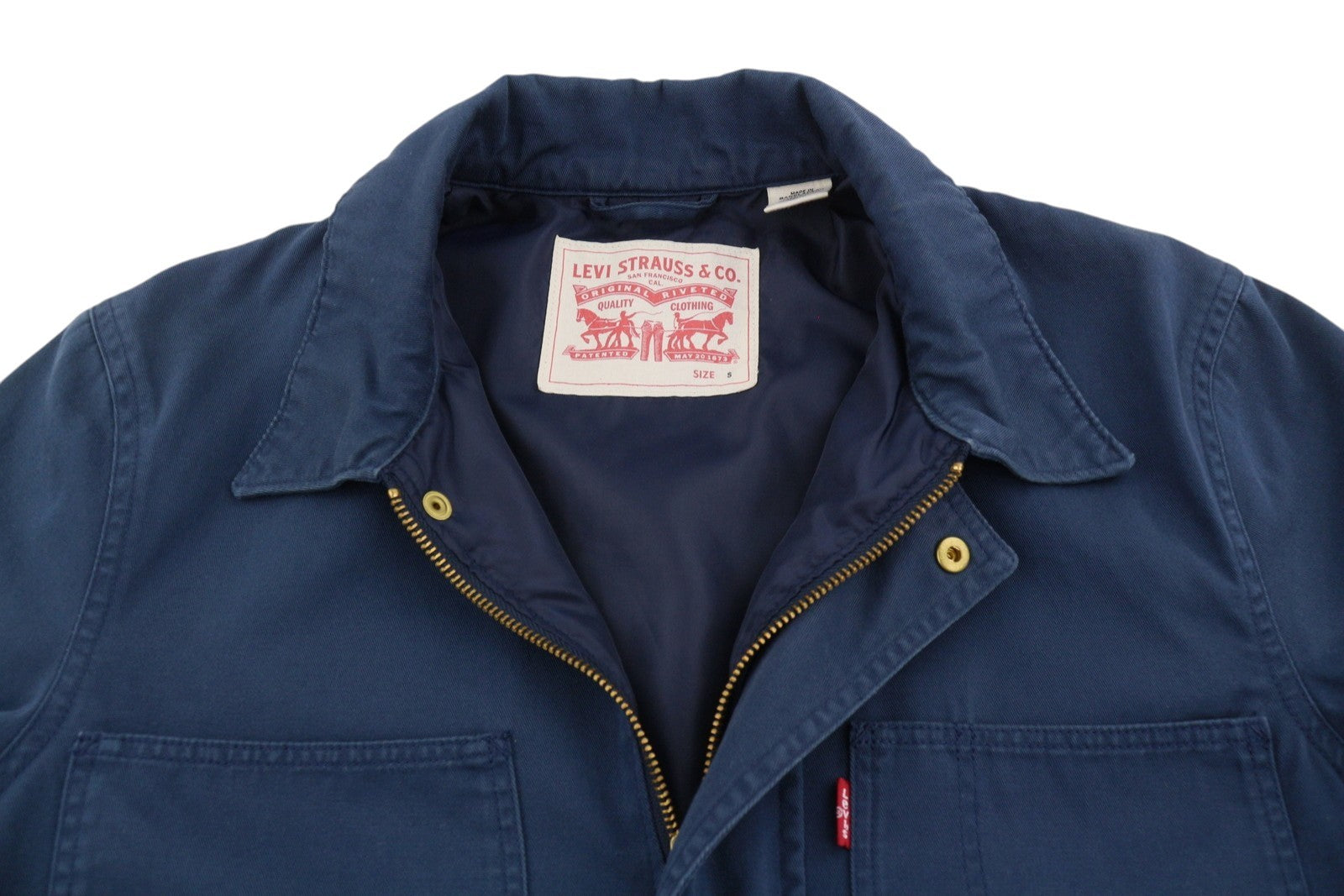 LEVI'S Men Jacket S Dark Blue Patch Pocket Spread Full Zip Lightweight