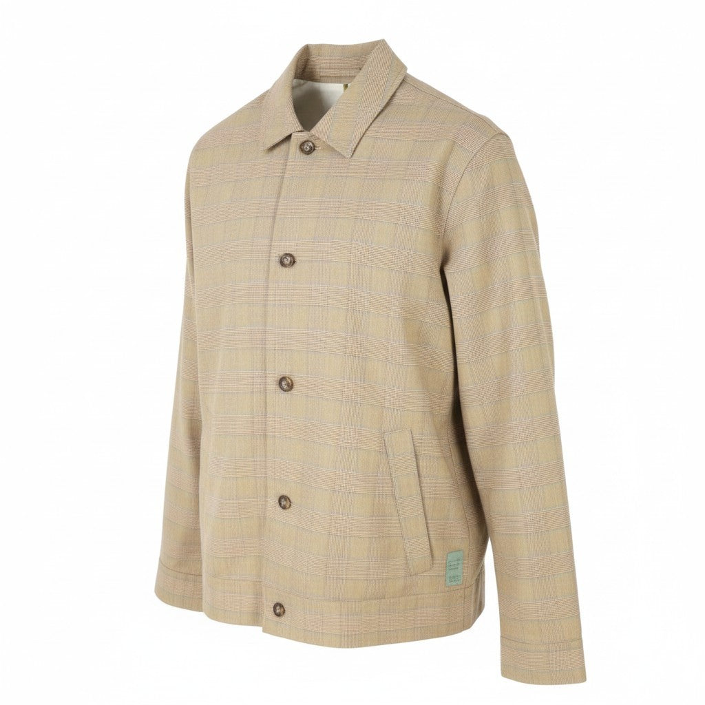 SCOTCH & SODA Men Jacket M Beige Plaid Print SUNBEAM Spread Lightweight