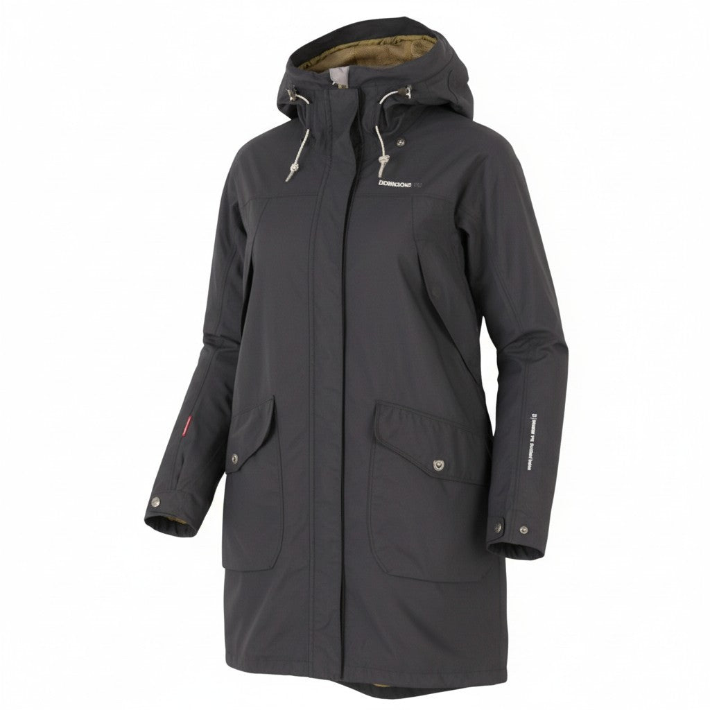 DIDRIKSONS Thelma Coat Women Jacket EU36 S Grey Hooded Mid-Length Lightweight