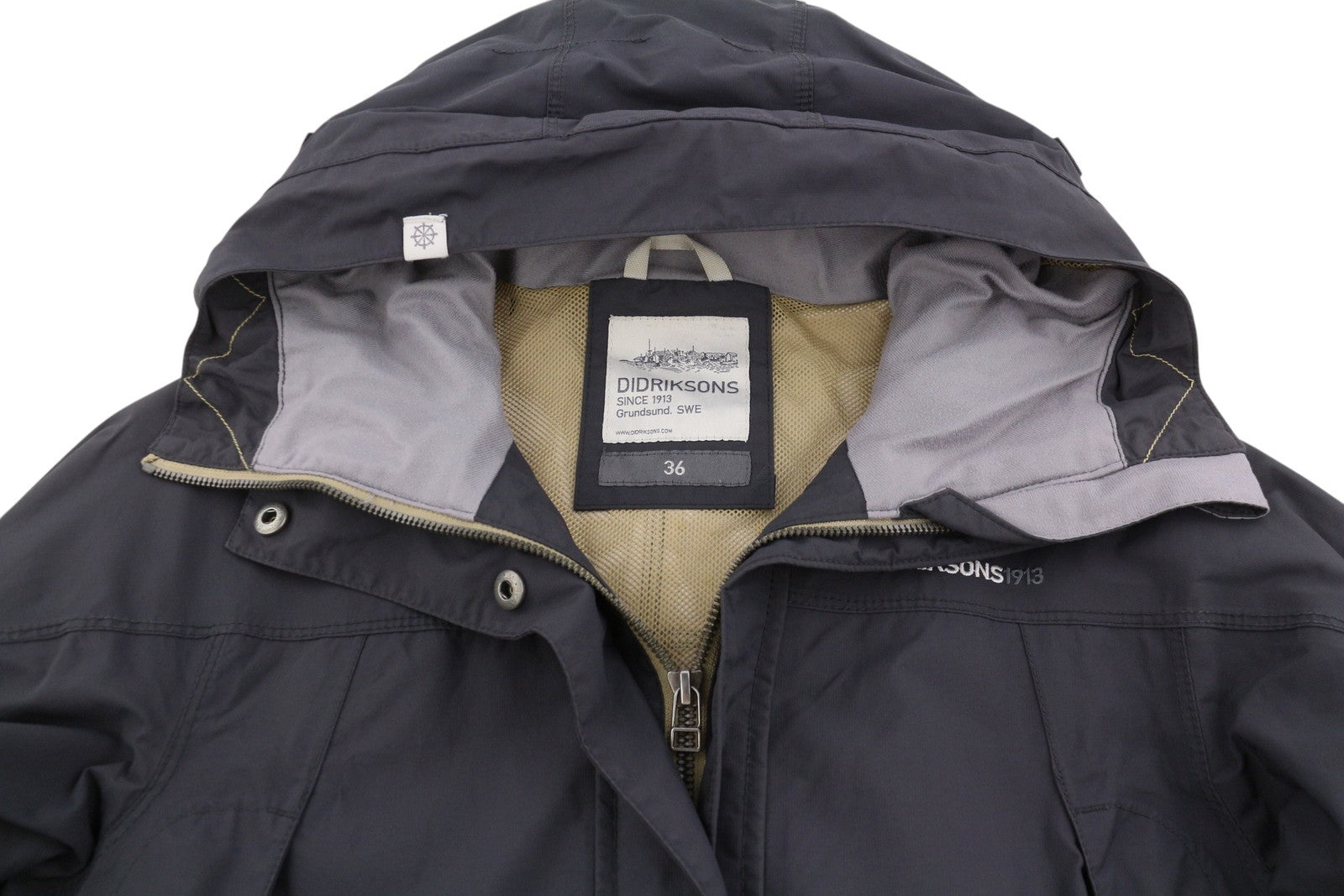 DIDRIKSONS Thelma Coat Women Jacket EU36 S Grey Hooded Mid-Length Lightweight
