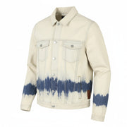 SCOTCH & SODA Trucker Men Jacket L Beige Tie Dye Pattern Organic Button Up Denim