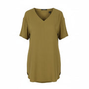 MAISON SCOTCH Women Dress XS Khaki Green V-Neck Short Sleeve Mini