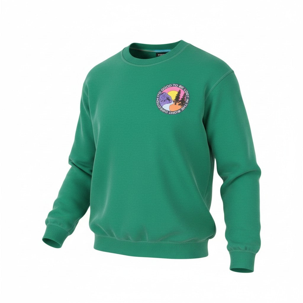 SCOTCH & SODA Men Sweatshirt M Green Crew Neck Cotton Blend Long Sleeve Pull On