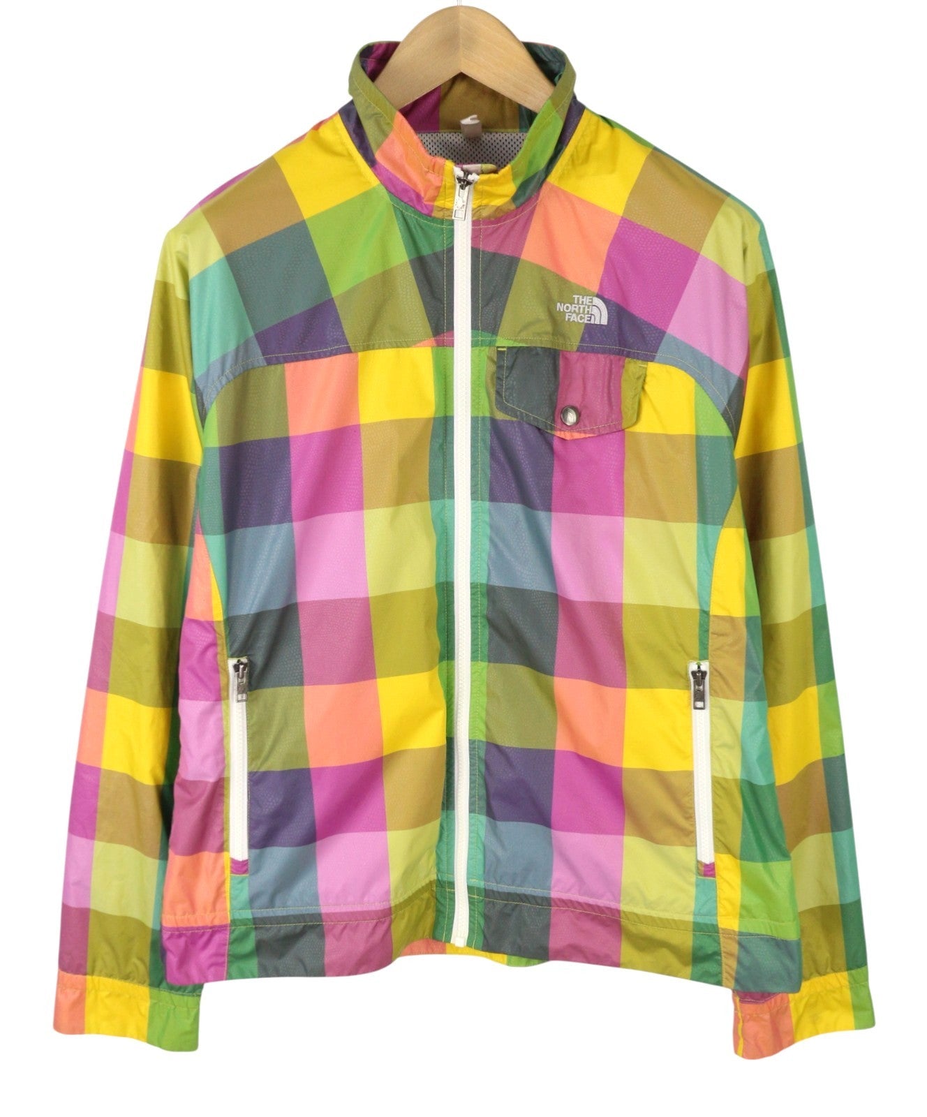 THE NORTH FACE Women Jacket XL Multicolor Plaid Windbreaker Full Zip Lightweight
