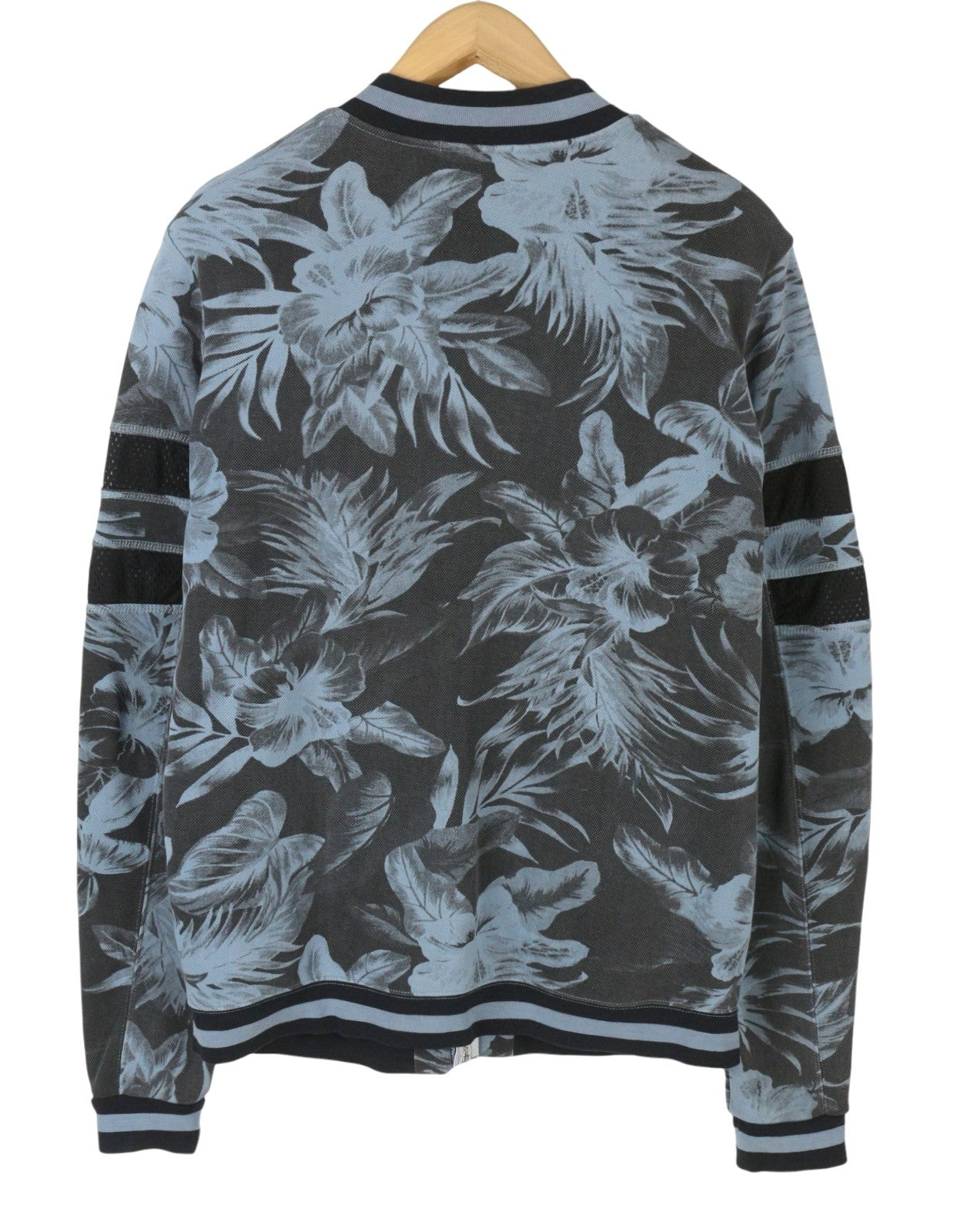 SCOTCH & SODA Men Sweatshirt L Blue Floral Print Bomber Neck Full Zip
