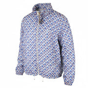 SCOTCH & SODA Men Jacket M Blue Patterned Hidden Hood Full Zip Lightweight