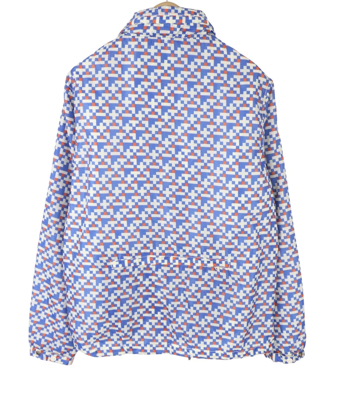 SCOTCH & SODA Men Jacket M Blue Patterned Hidden Hood Full Zip Lightweight