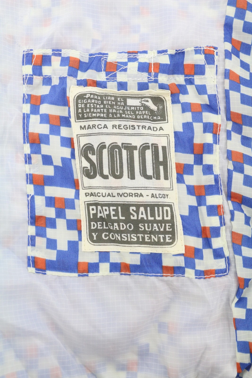 SCOTCH & SODA Men Jacket M Blue Patterned Hidden Hood Full Zip Lightweight