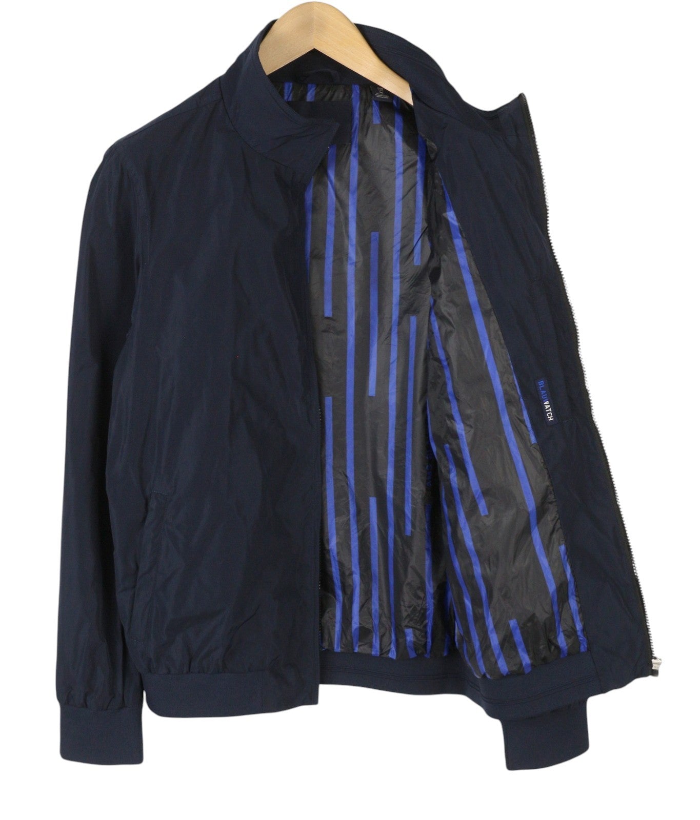 SCOTCH & SODA Men Jacket M Dark Blue High Neck Lined Full Zip Lightweight Bomber