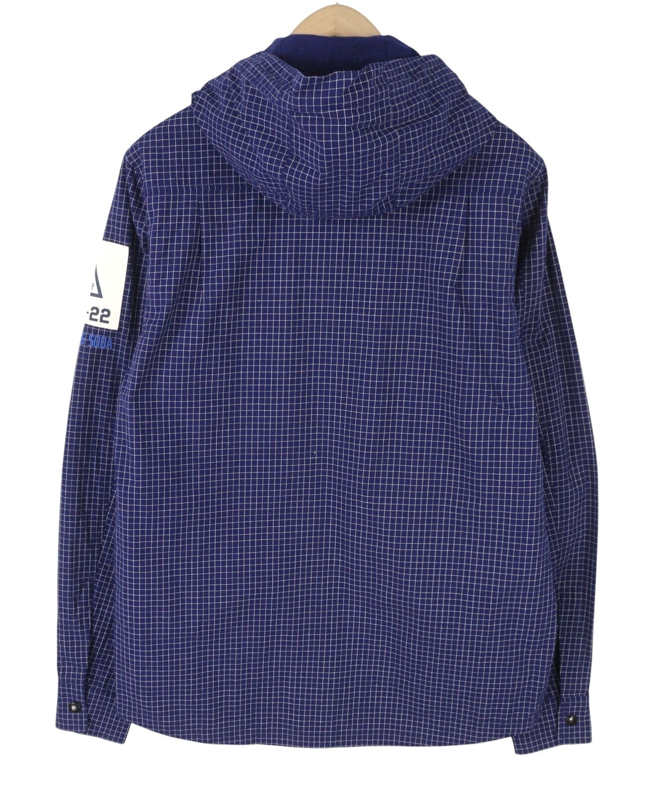 SCOTCH & SODA Men Jacket M Blue Plaid Pattern Hooded Full Zip Lightweight