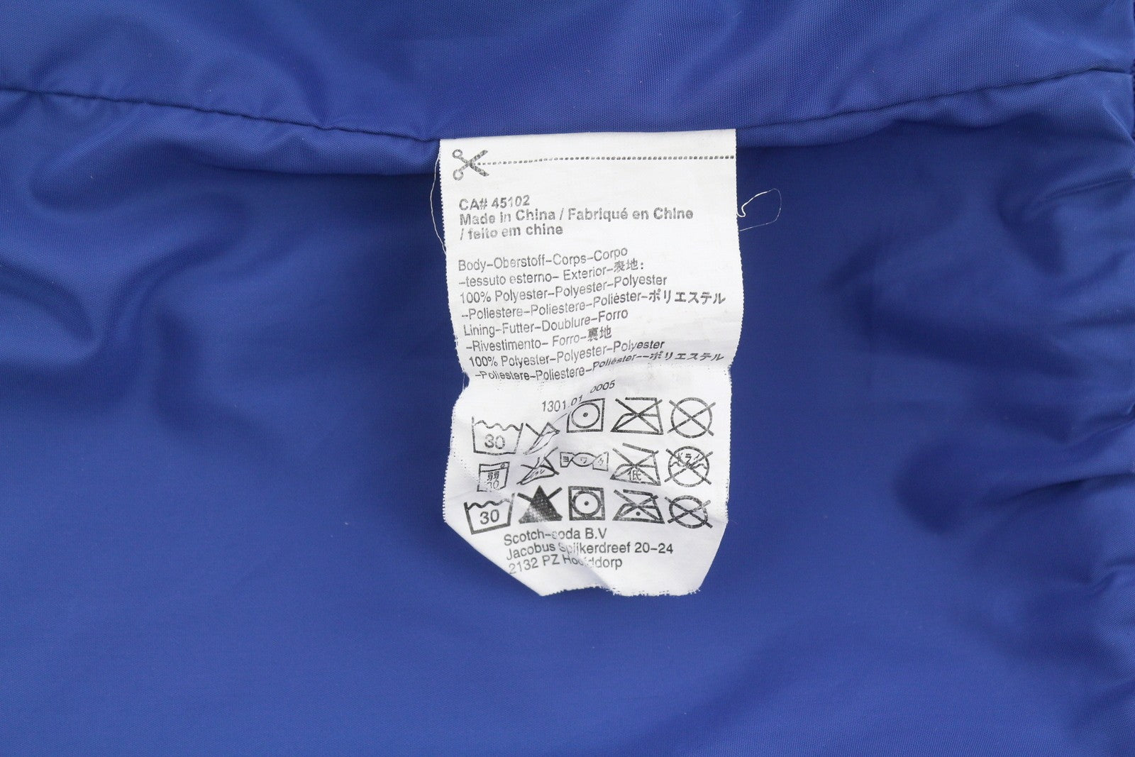 SCOTCH & SODA Men Jacket L Blue High Neck Full Zip Lightweight