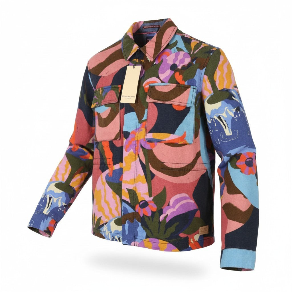 SCOTCH & SODA Men Jacket M Colourful Pattern Drawstring Waist Lightweight