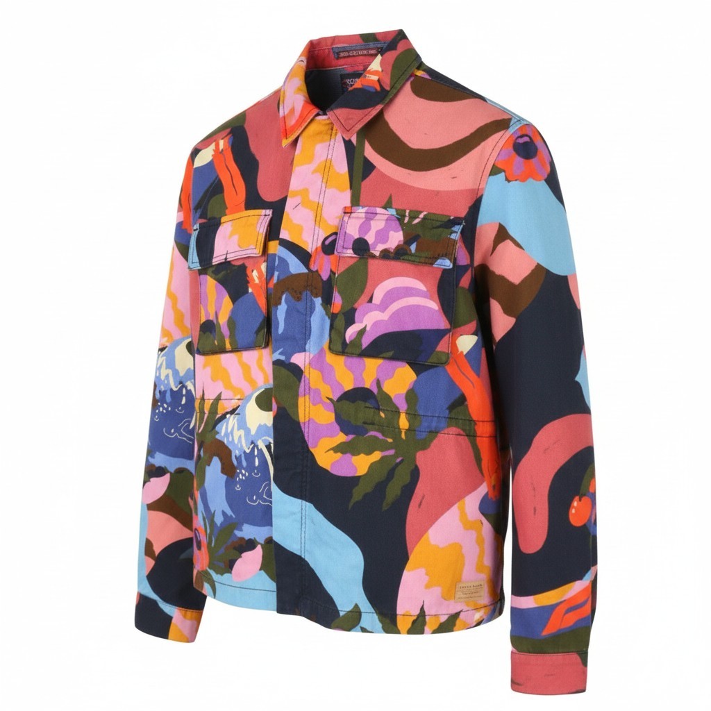 SCOTCH & SODA Men Jacket M Colourful Print Drawstring Waist Lightweight