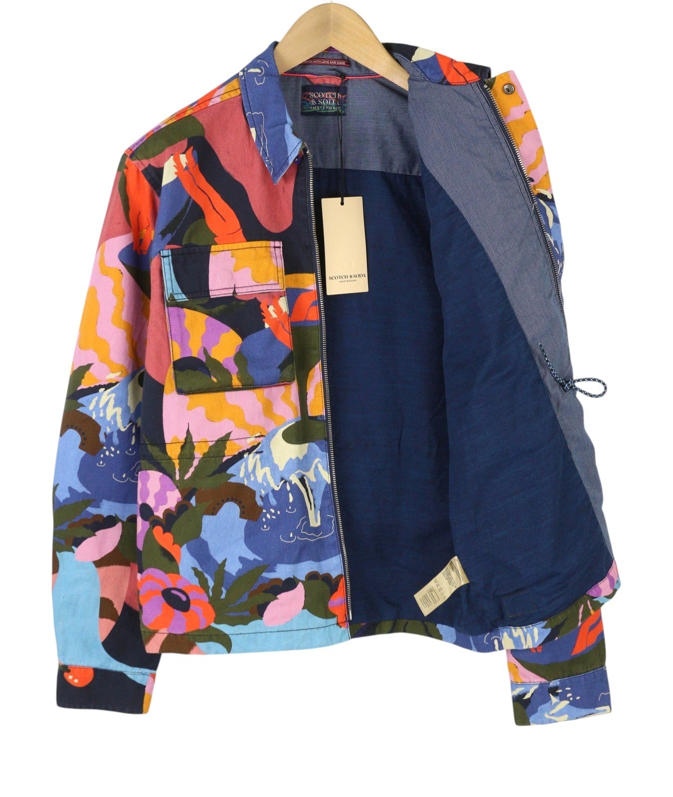 SCOTCH & SODA Men Jacket M Colourful Print Drawstring Waist Lightweight