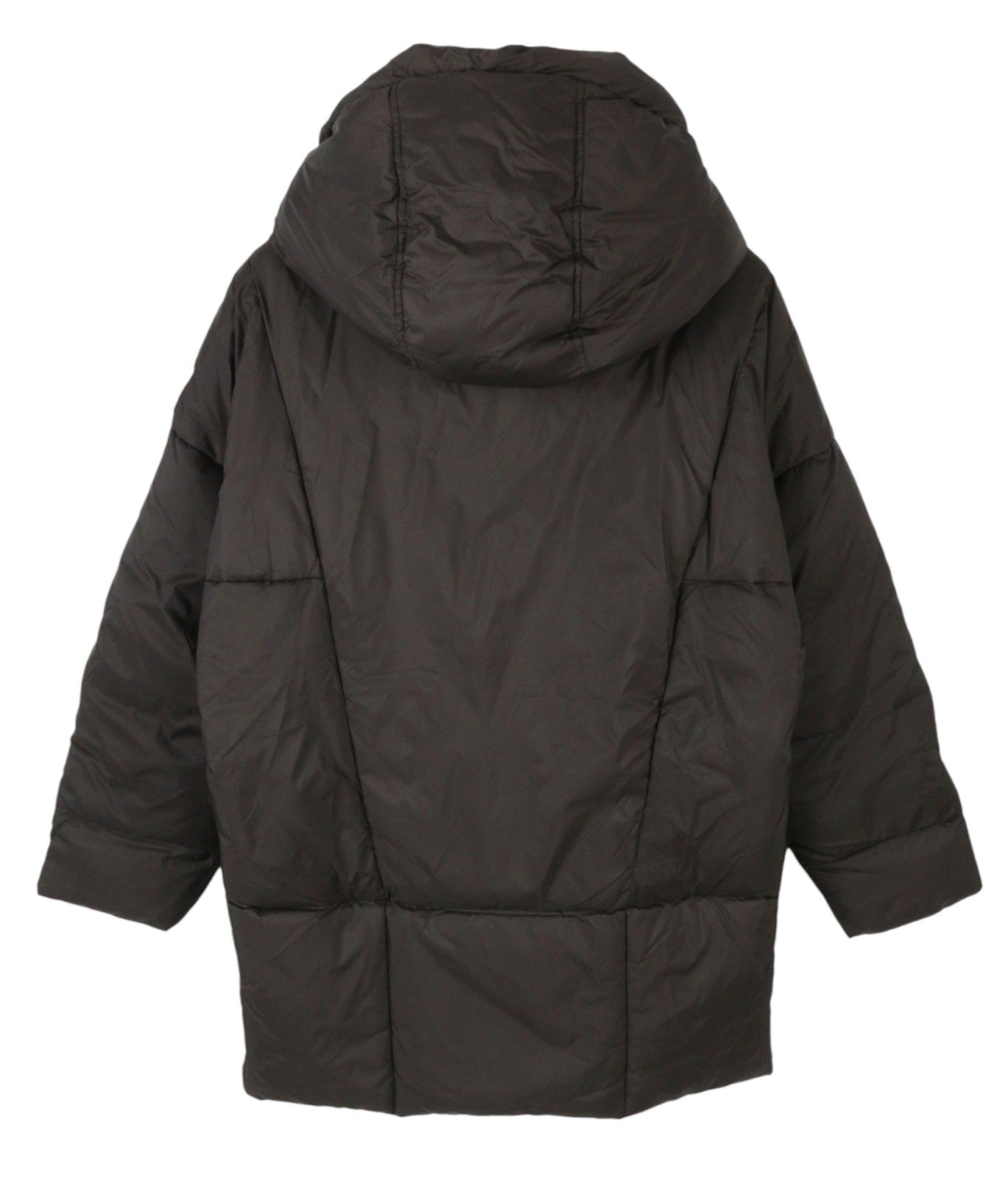 REPLAY W7453 Women Jacket M Dark Brown Padded Quilted Hooded Mid-Length