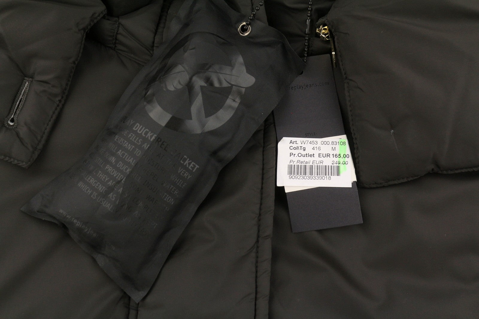 REPLAY W7453 Women Jacket M Dark Brown Padded Quilted Hooded Mid-Length