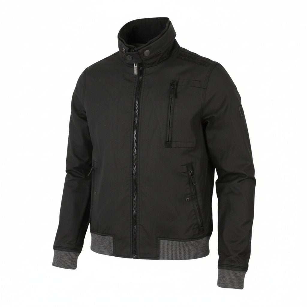 SUPERDRY Moody Norse Bomber Men Jacket M Black Coated Full Zip Lightweight