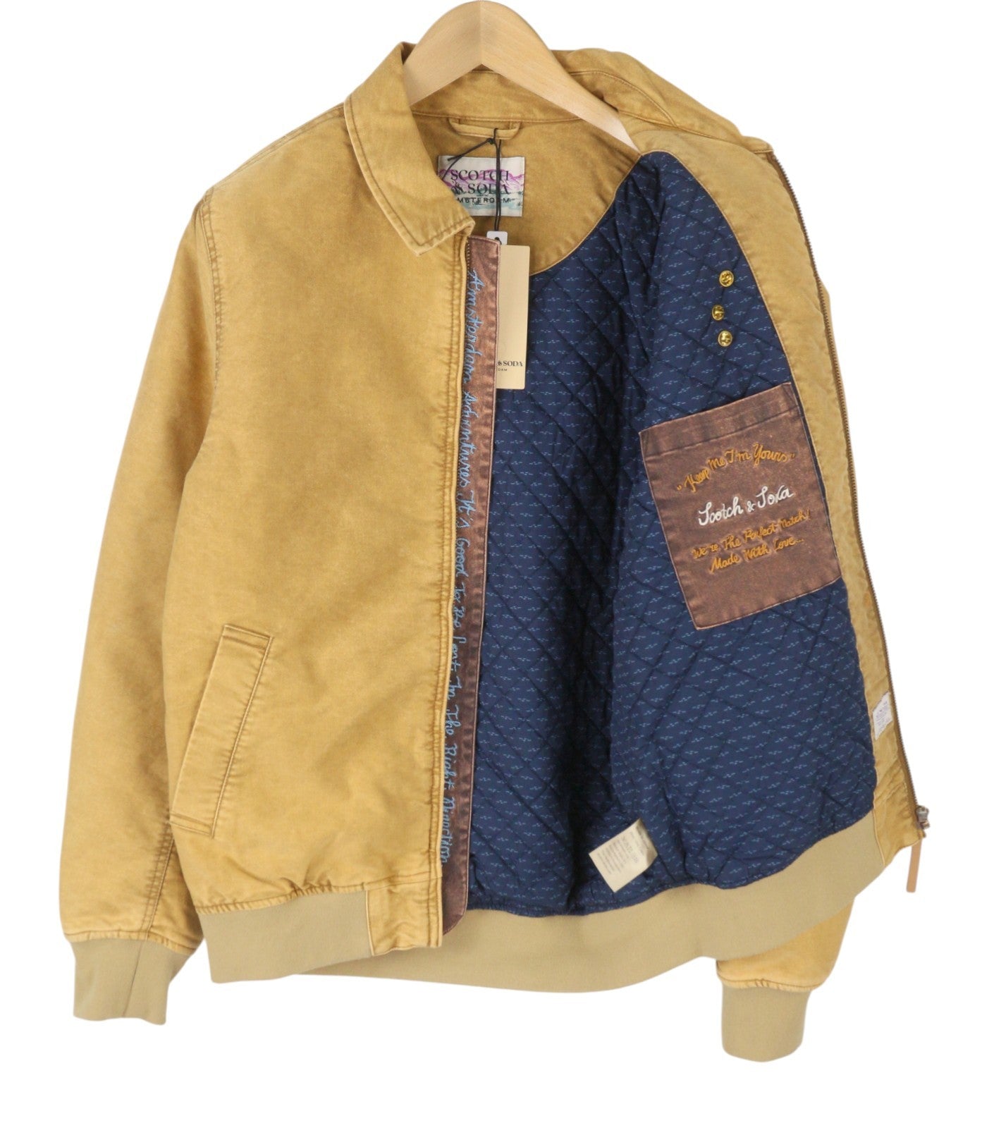 SCOTCH & SODA Men Jacket M Beige Padded Spread Full Zip Lightweight Bomber