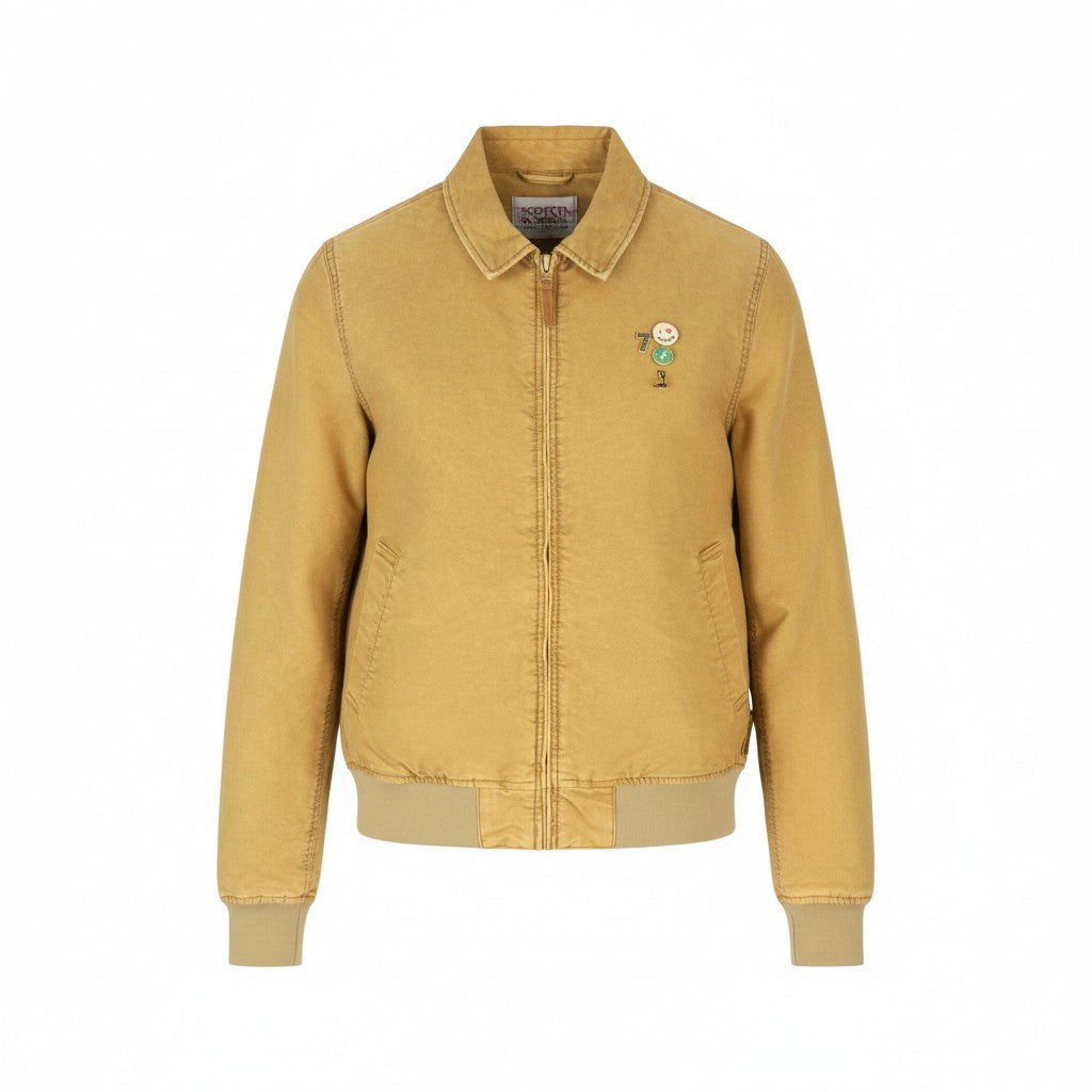 SCOTCH & SODA Men Jacket M Beige Padded Spread Full Zip Lightweight Bomber