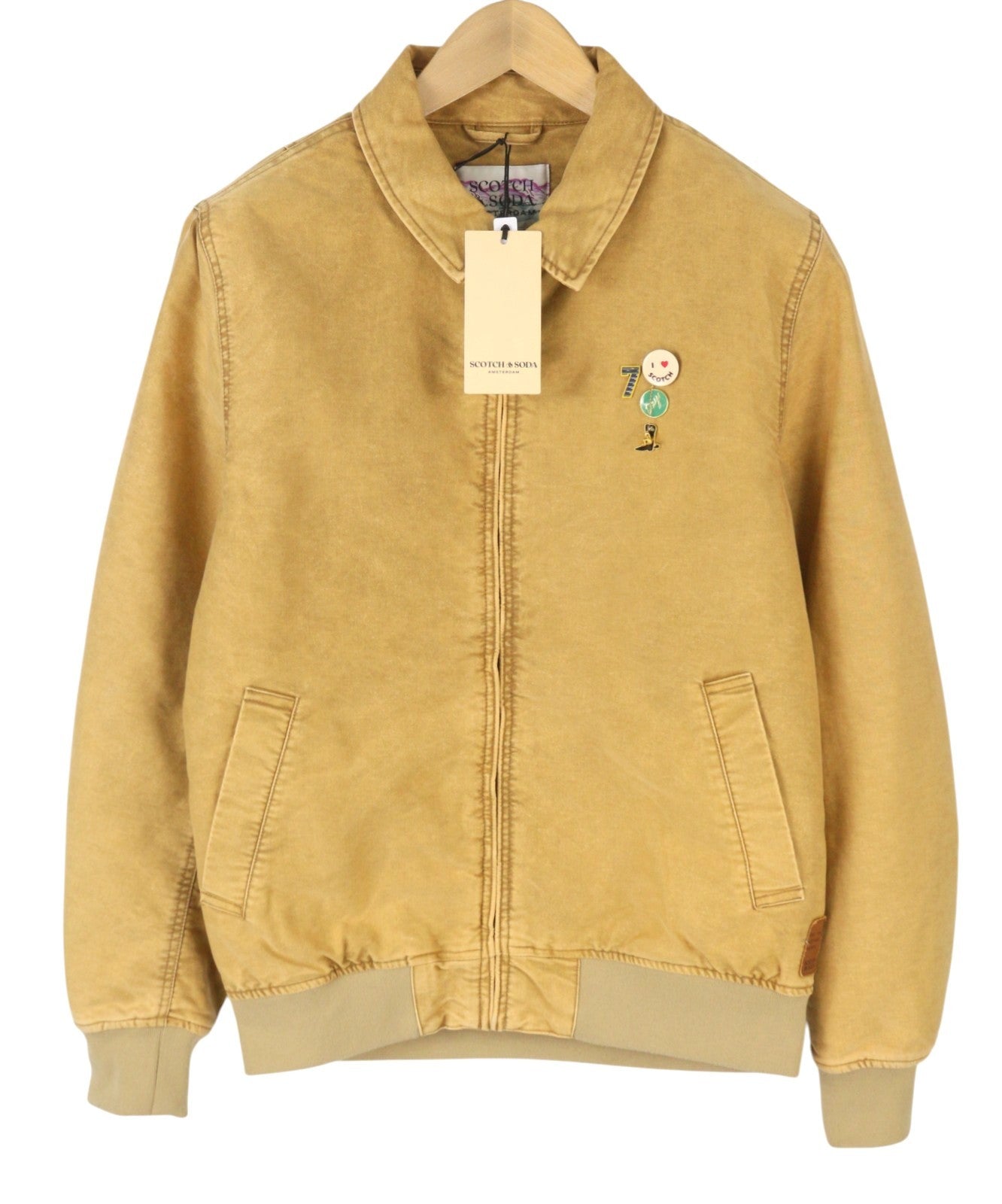 SCOTCH & SODA Men Jacket M Beige Padded Spread Full Zip Lightweight Bomber