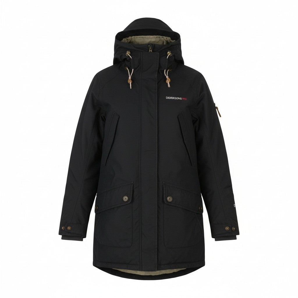 DIDRIKSONS Tilde Parka Women Jacket EU36 S Black Storm System Waterproofness