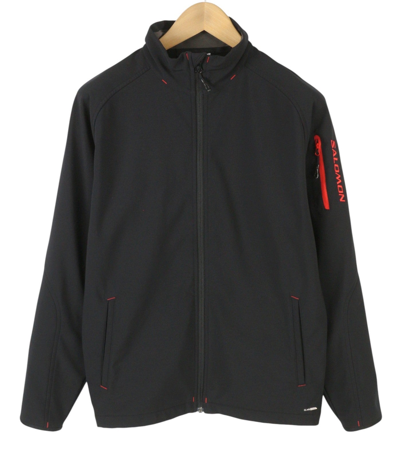 SALOMON Men Jacket M Black Clima Wind High Neck Fleece Lined Lightweight