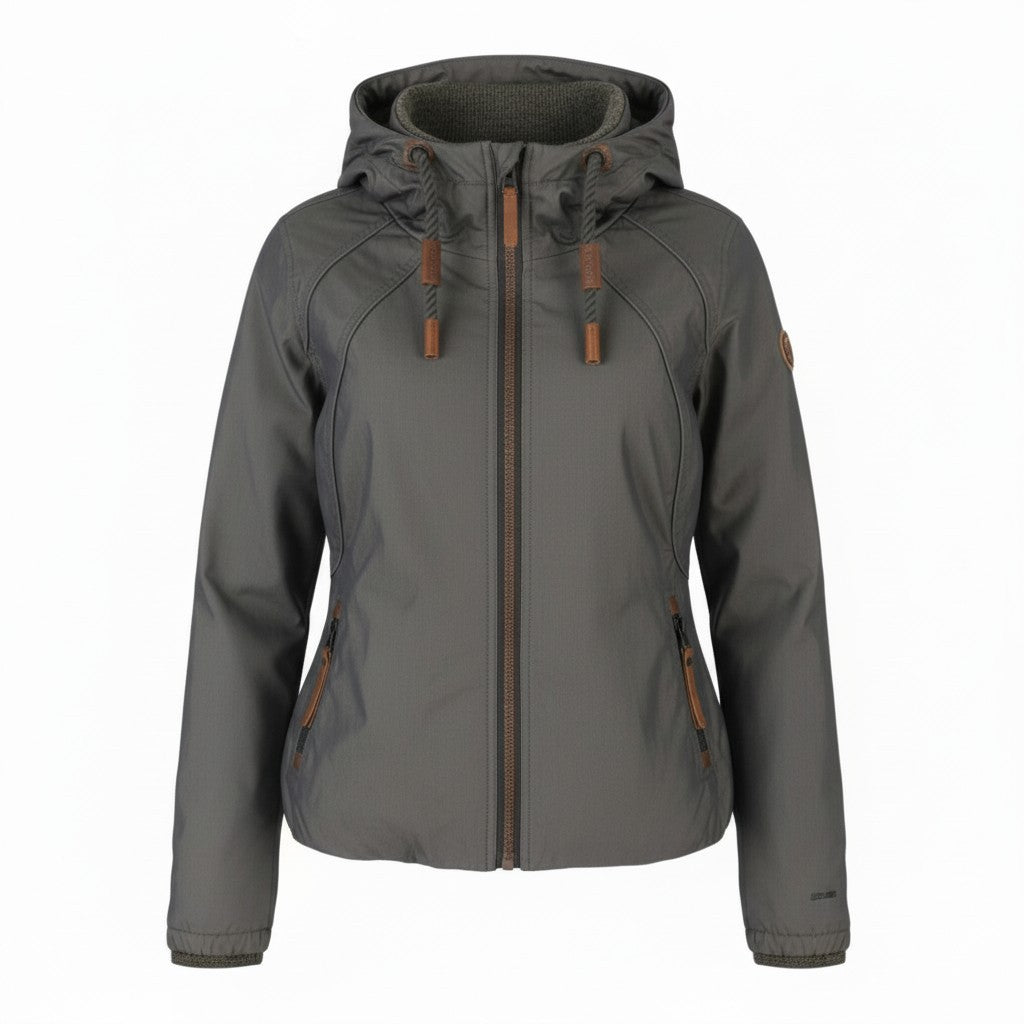 NAKETANO Women Jacket M Grey High Neck Lined Full Zip Lightweight