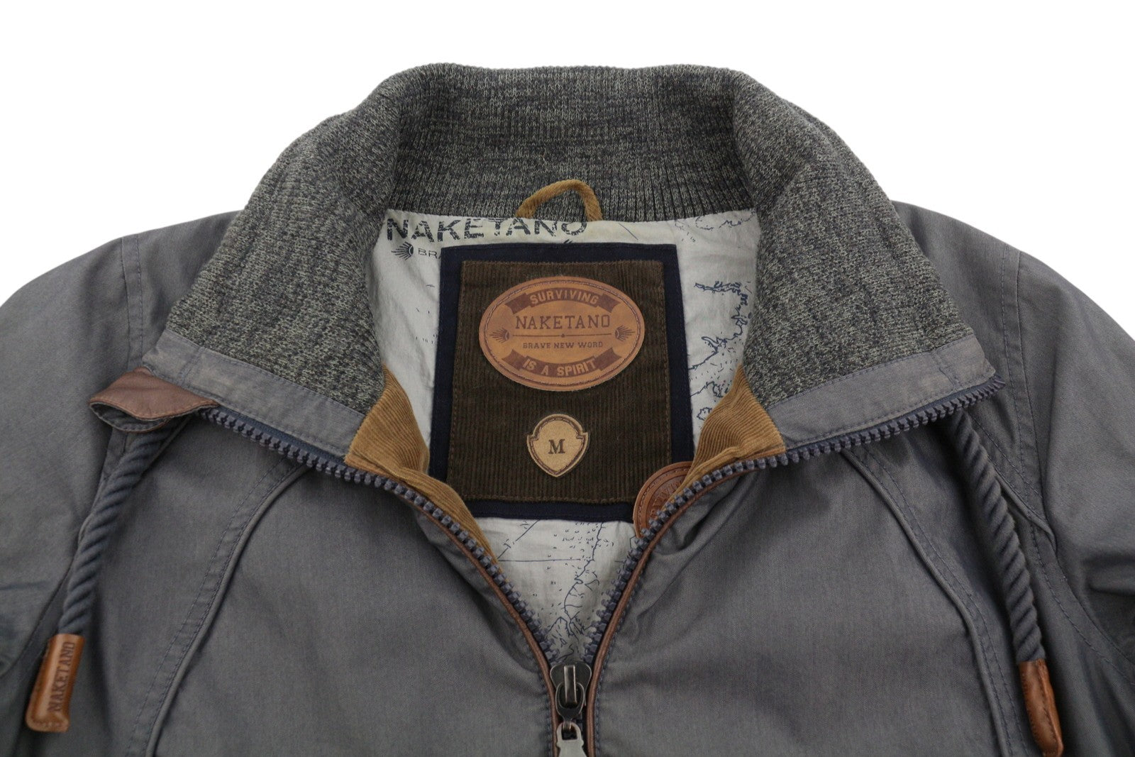 NAKETANO Women Jacket M Grey High Neck Lined Full Zip Lightweight