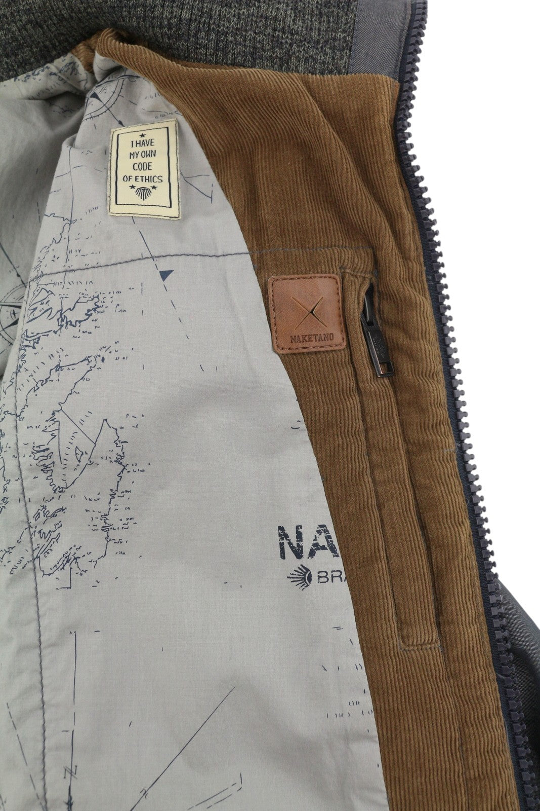 NAKETANO Women Jacket M Grey High Neck Lined Full Zip Lightweight