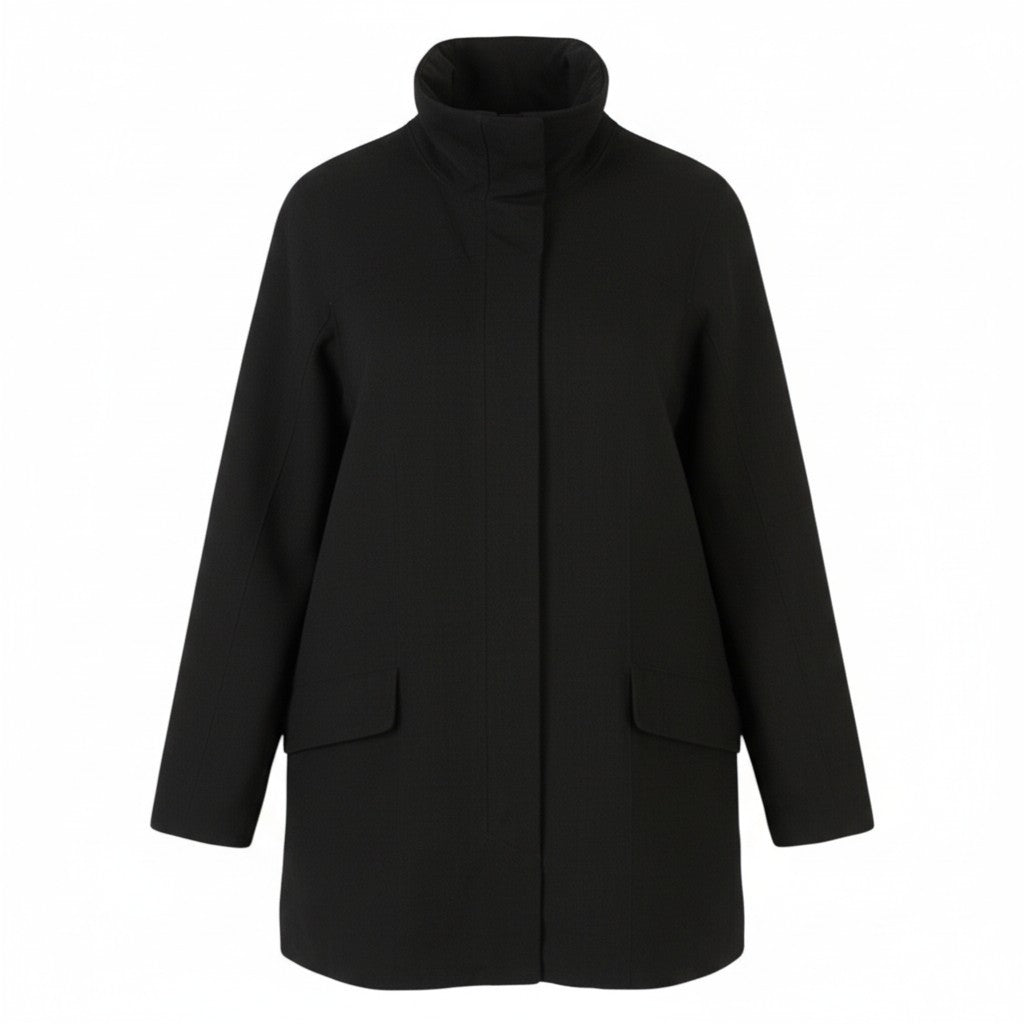 MARMOT Women Jacket Coat L Black Melange Padded Full Zip Mid-Length