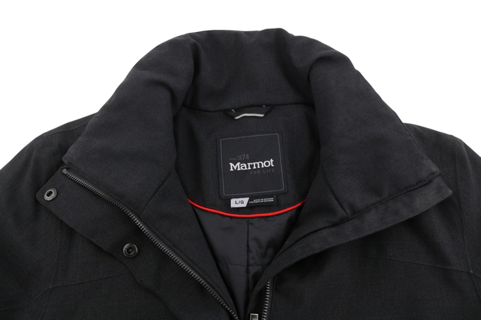 MARMOT Women Jacket Coat L Black Melange Padded Full Zip Mid-Length