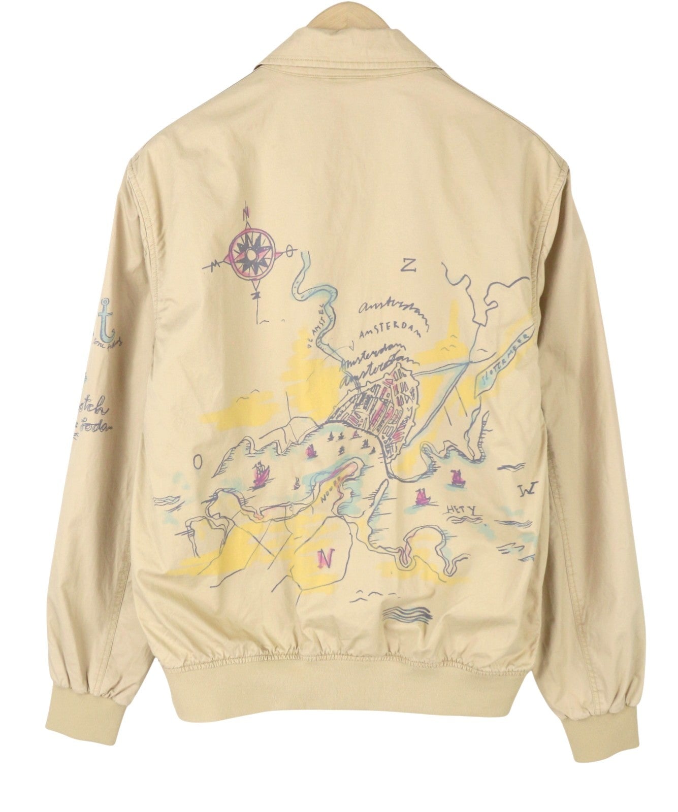 SCOTCH & SODA Men Jacket M Beige Patterned Spread Unlined Lightweight Bomber