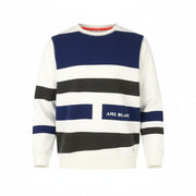 SCOTCH & SODA Men Sweatshirt XL White Striped Crew Neck Long Sleeve Pull On
