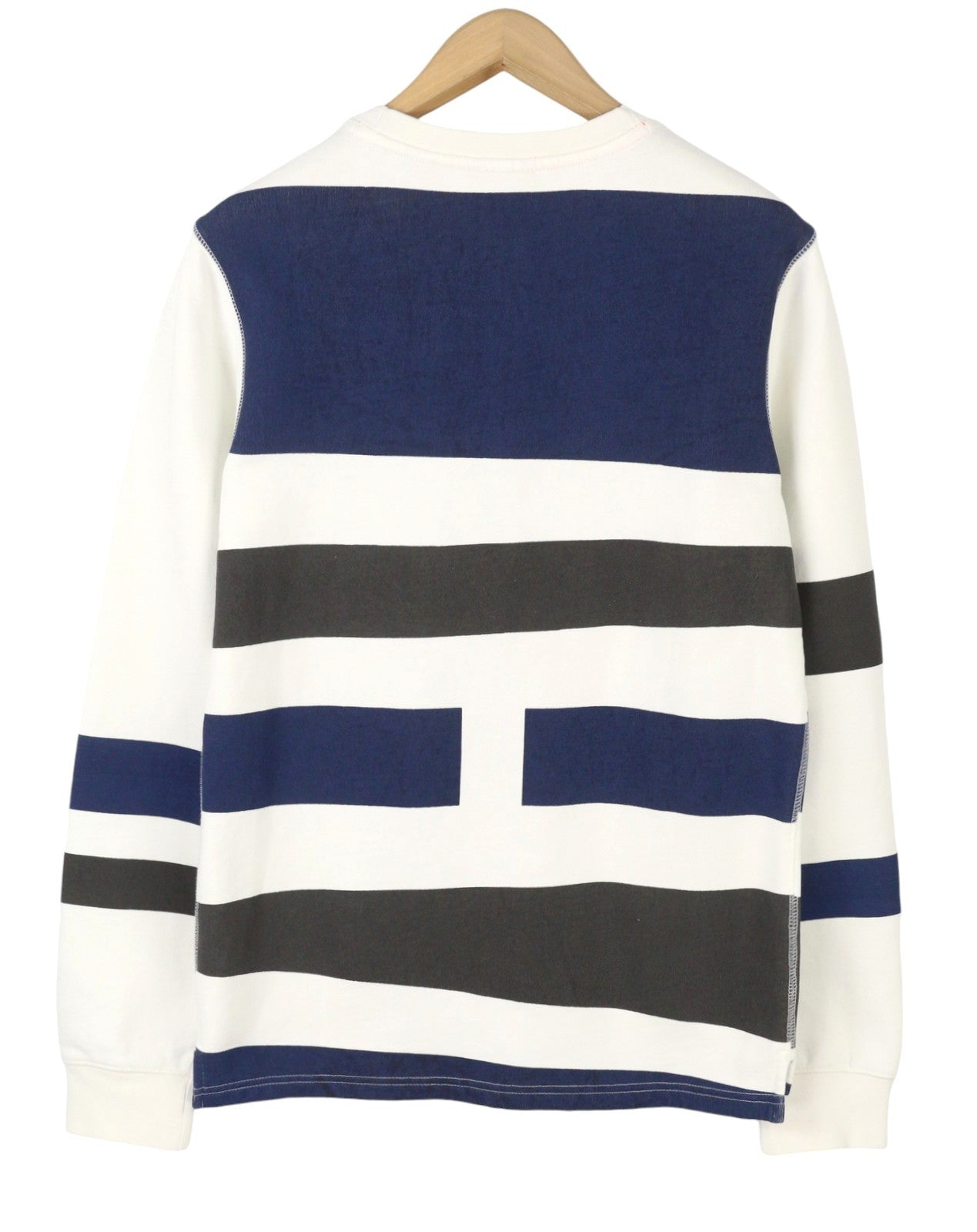 SCOTCH & SODA Men Sweatshirt XL White Striped Crew Neck Long Sleeve Pull On