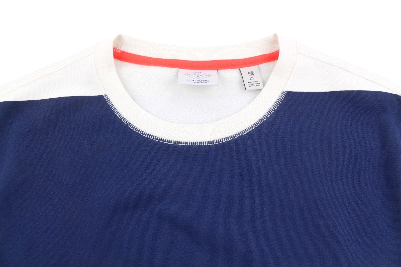SCOTCH & SODA Men Sweatshirt XL White Striped Crew Neck Long Sleeve Pull On