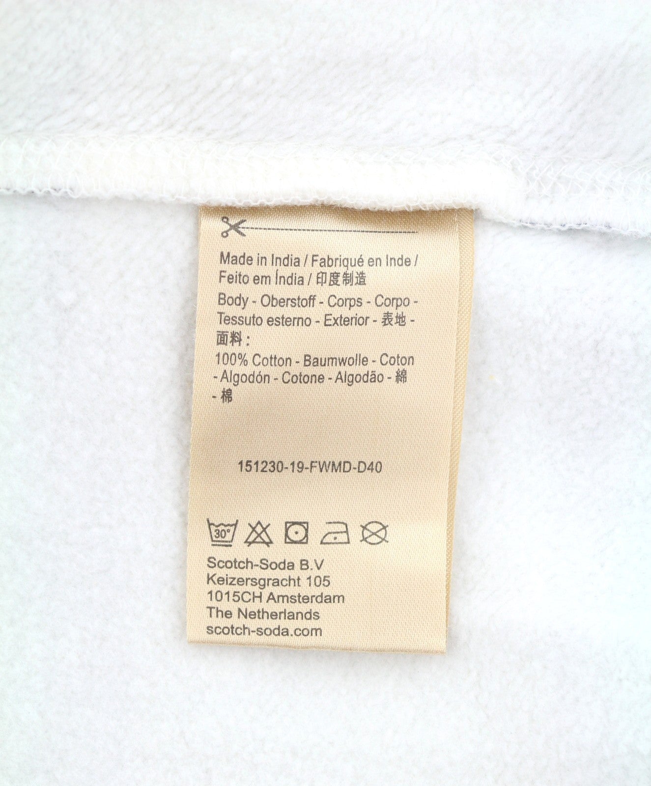 SCOTCH & SODA Men Sweatshirt XL White Striped Crew Neck Long Sleeve Pull On
