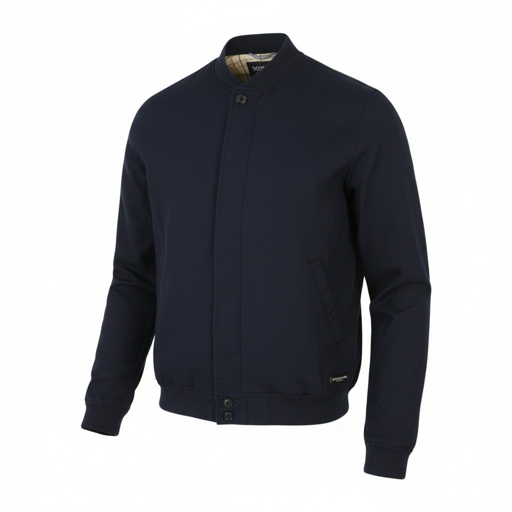 SCOTCH & SODA Men Jacket L Dark Blue Hidden Button Up Lightweight Bomber