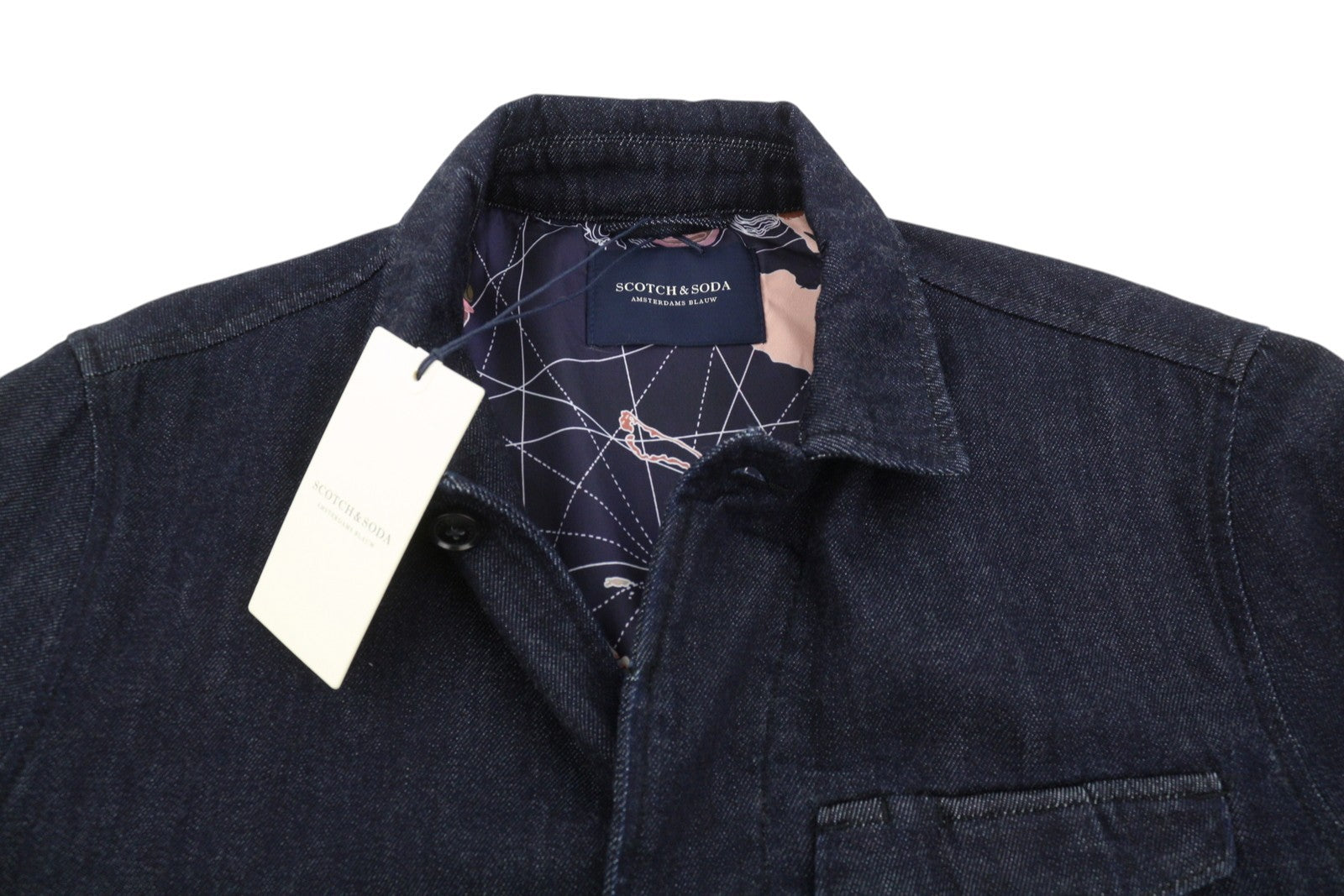 SCOTCH & SODA Men Jacket M Dark Blue Denim Button-Up Lightweight